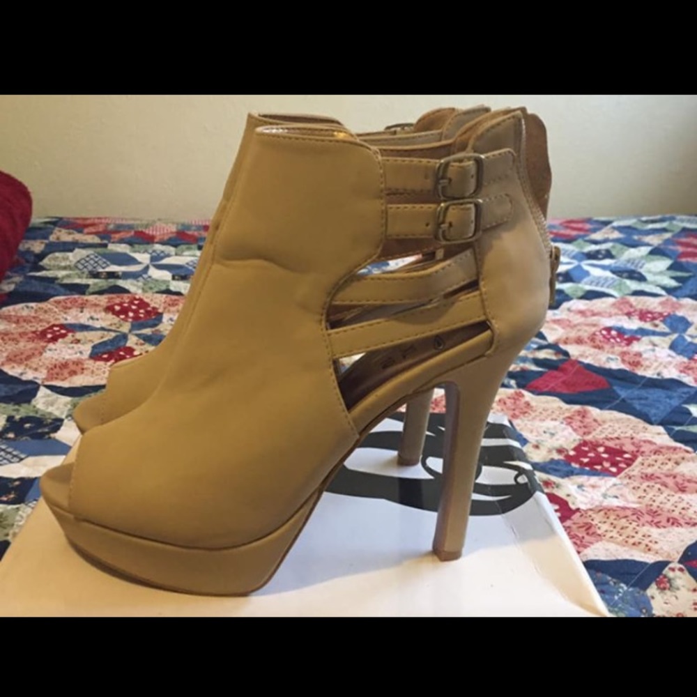 Brown high heels